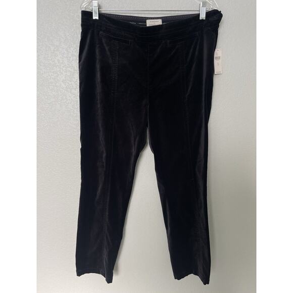 NWT Anthropologie The Essential Velvet Slim Trousers Black size 12 $120 - Picture 5 of 14